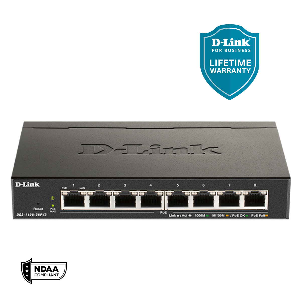 D-Link DGS-1100-08PV2 8-Port Gigabit PoE Smart Managed Switch (64W)
